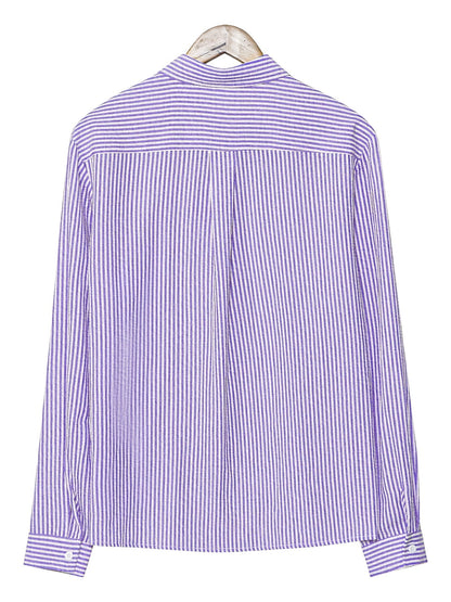 Men's Casual Shirt with Stripes – Stylish Regular Fit Business & Beach Shirt