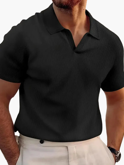 Men's Short-Sleeve Polo Shirt Modern V-Neck Casual Elegant