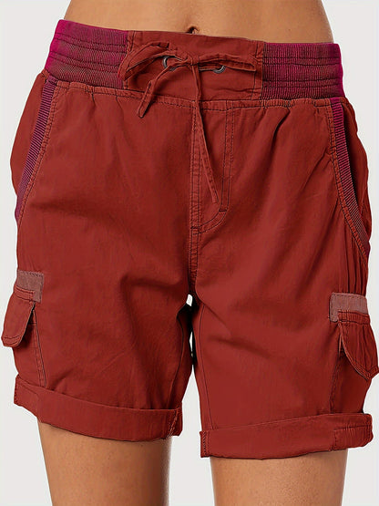 Women's Casual Shorts with Drawstring and Cargo Pockets – Comfortable Summer Bermuda Shorts