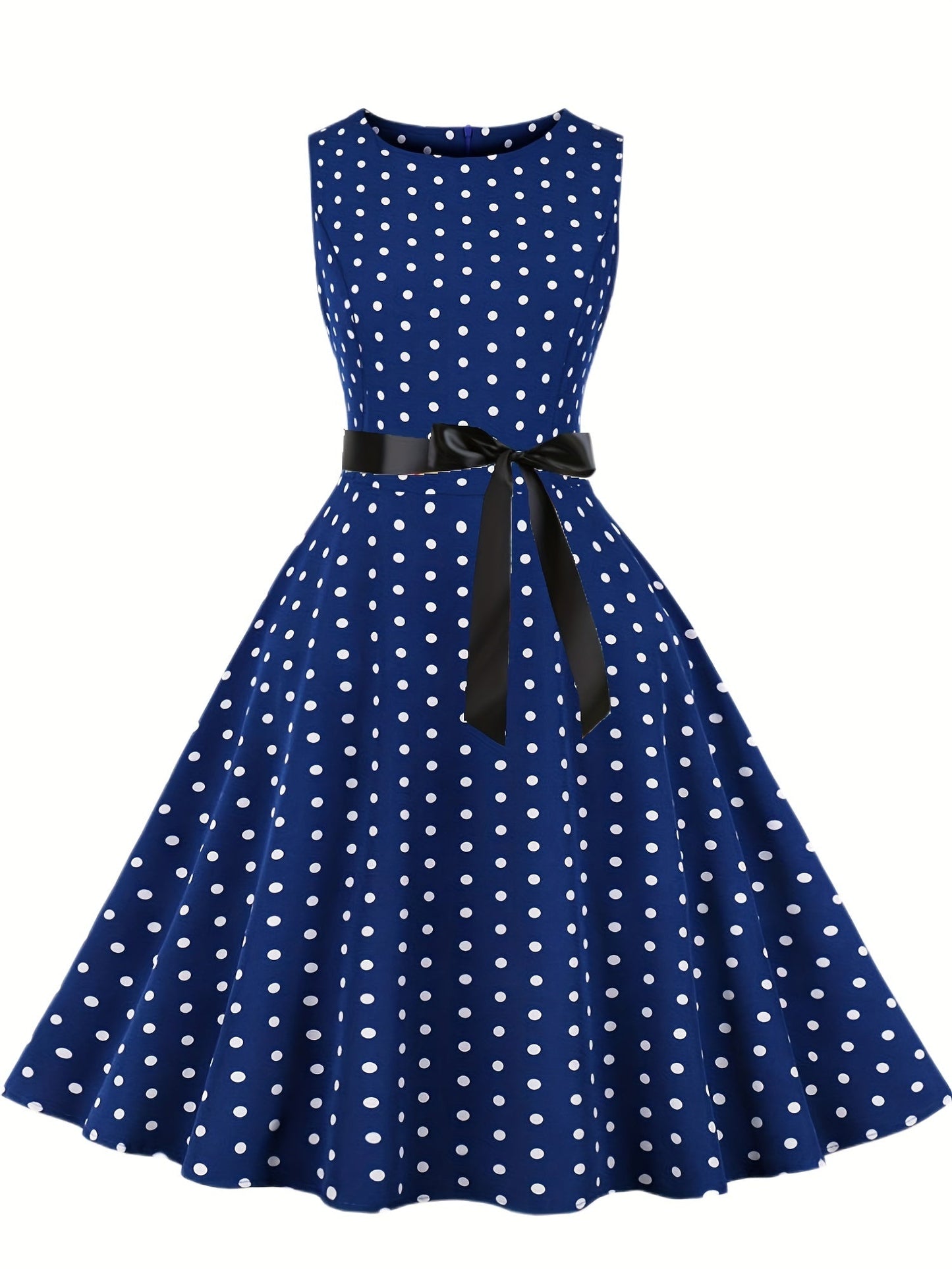 Women's Vintage Polka Dot Fit & Flare Dress for Festive Occasions and Everyday Wear