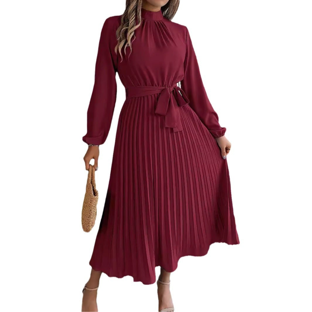 Samantha – Elegant dress with stand-up collar and long sleeves