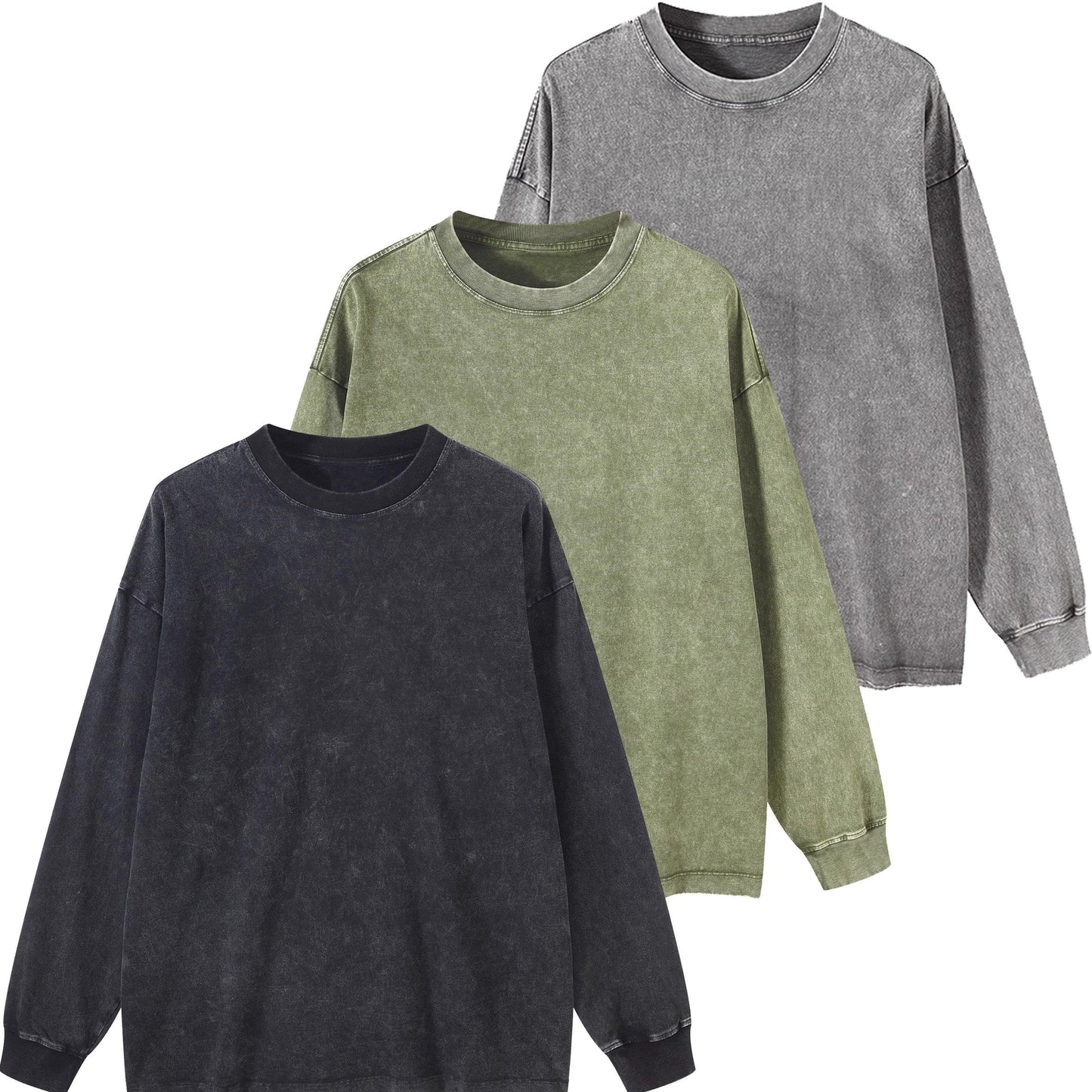 Unisex long-sleeve shirt in a washed look, crew-neck vintage sweatshirt