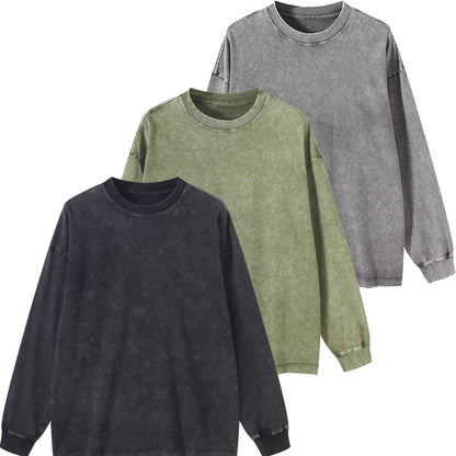 Unisex long-sleeve shirt in a washed look, crew-neck vintage sweatshirt