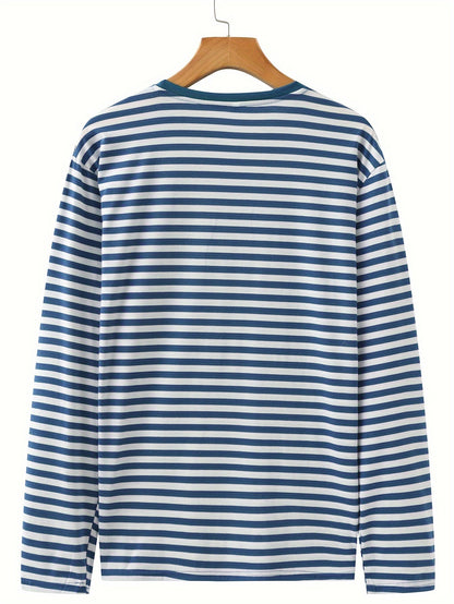 Striped long-sleeve crew-neck shirt for women and men