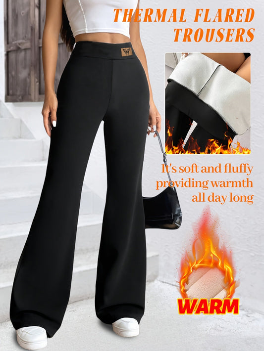 Black women’s flared trousers with a high waist and soft inner lining