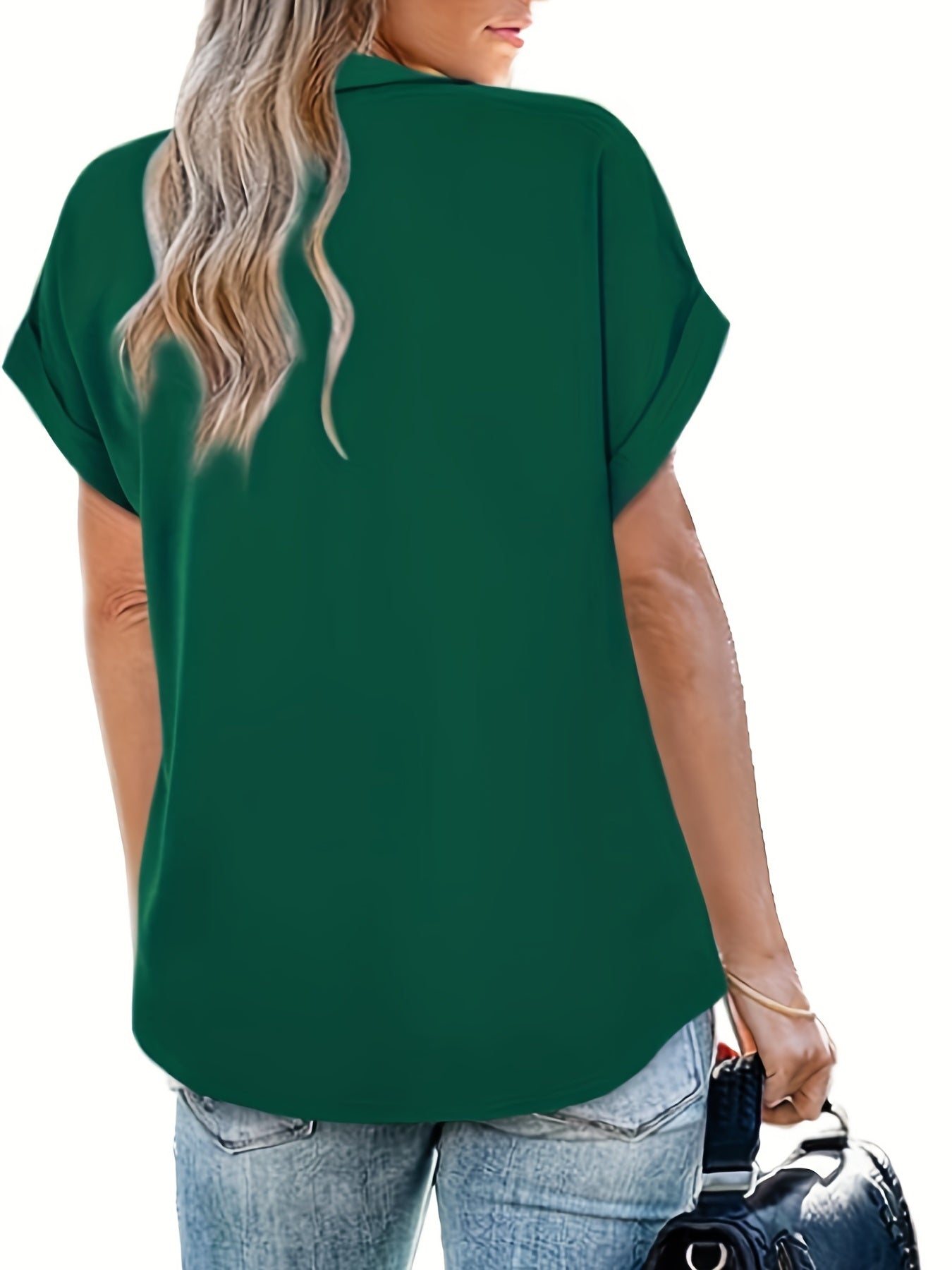 Women's Blouse Elegant Casual Short Sleeve V-Neck Summer Top