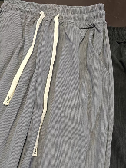 Men's Pleated Casual Pants with Elastic Waistband and Drawstring – Modern Urban Style & Comfort