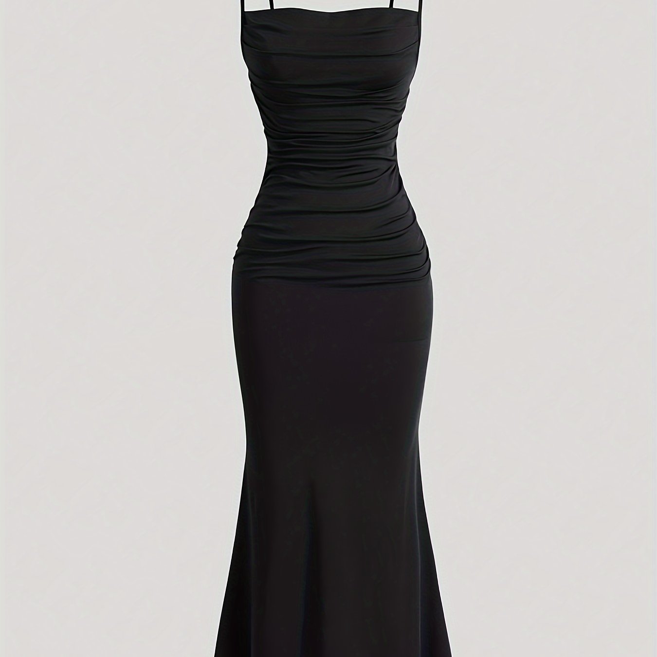 Women's evening dress with spaghetti straps and figure-flattering ruching – elegant maxi dress for festive occasions