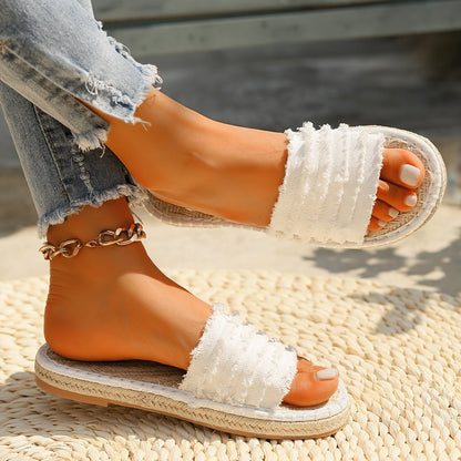Women's Boho Slide Sandals for Summer – Espadrille Look, Casual & Vacation