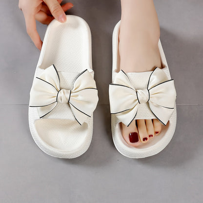 Women's slide sandals with large bow – stylish casual shoes for garden, pool, and everyday wear