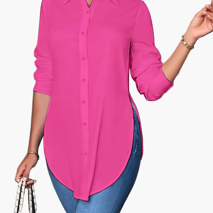 Women's Long-Sleeve Blouse Elegant Business Casual Shirt Tunic