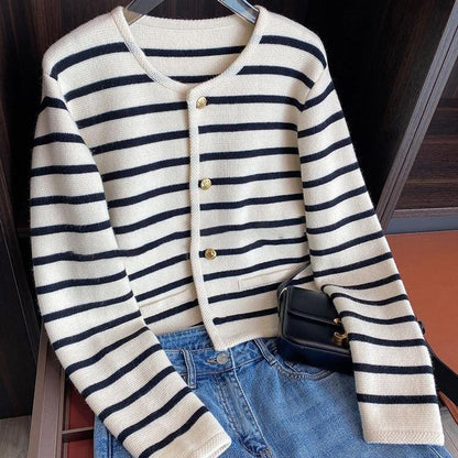 Abigail – Striped Knit Cardigan for Women