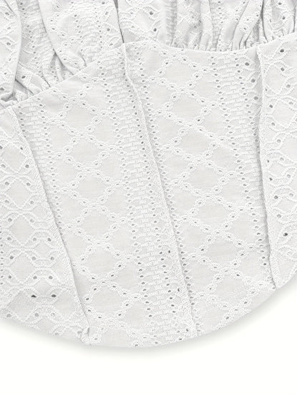Women's Bustier Top with Broderie Anglaise and Lacing – Fashionable Summer Corset for Casual Wear and Parties