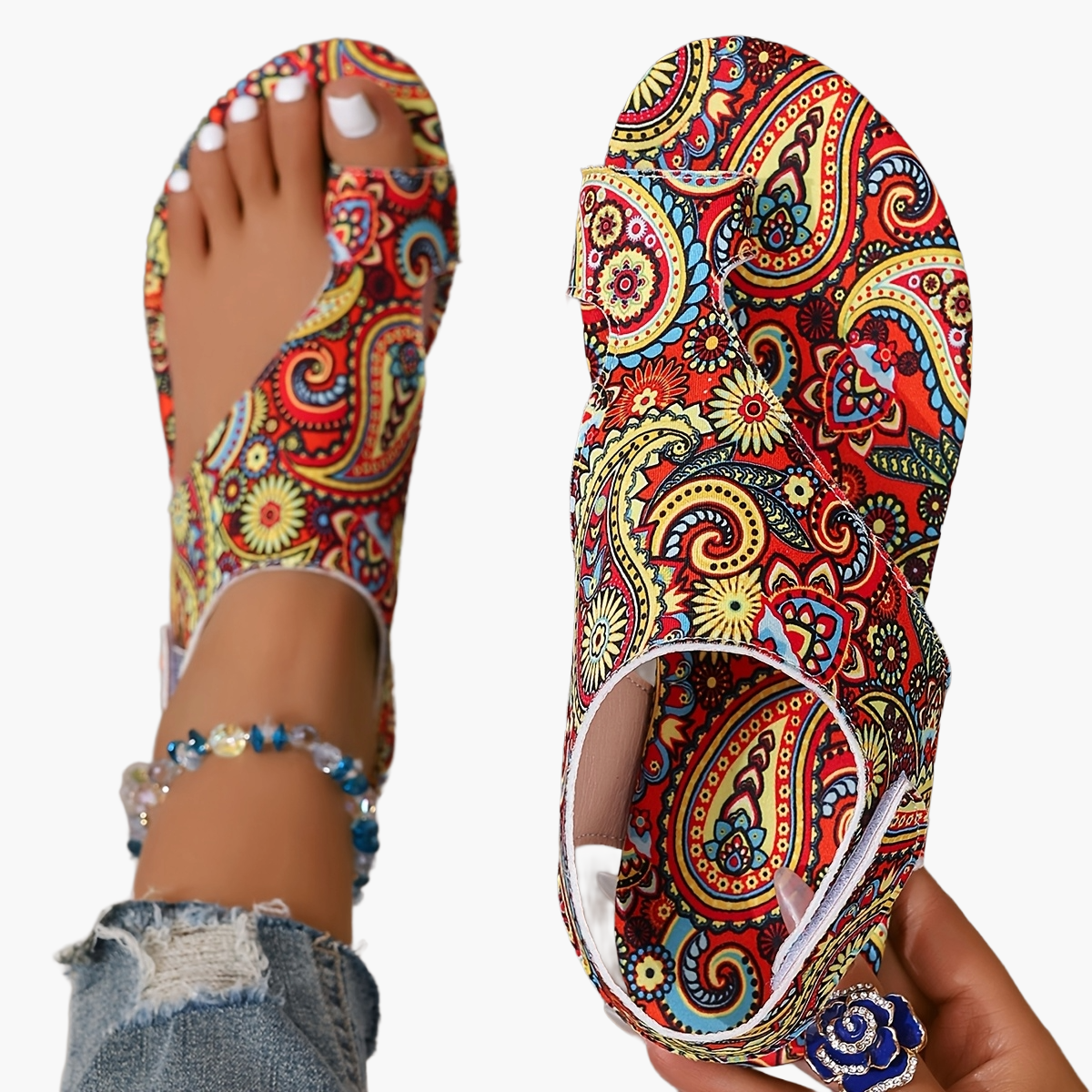 Women's Summer Sandals Tribal Style – Comfortable Casual Flip-Flops for Beach & Everyday Use