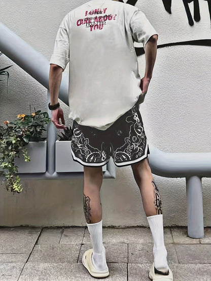 Herren Streetwear Basketball Shorts mit Paisley Print – Sportliche Freizeithose für Alltag & Training