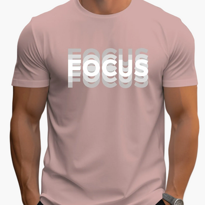 Men's T-Shirt with Trendy FOCUS Print – Urban Motivational Shirt for Leisure & Fitness