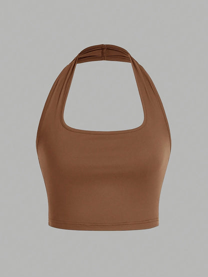 Women's Halterneck Crop Top – Backless, Summer, Casual Style