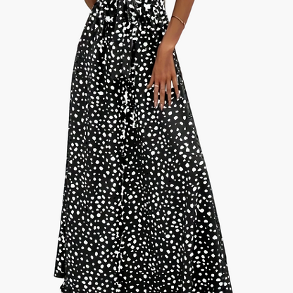 Women's Wide Palazzo Pants with Dots and Tie Belt – Elegant Spring and Summer Style