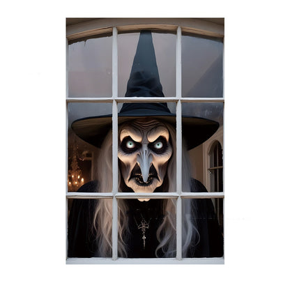 Halloween window decoration – creepy nun for haunted house & party