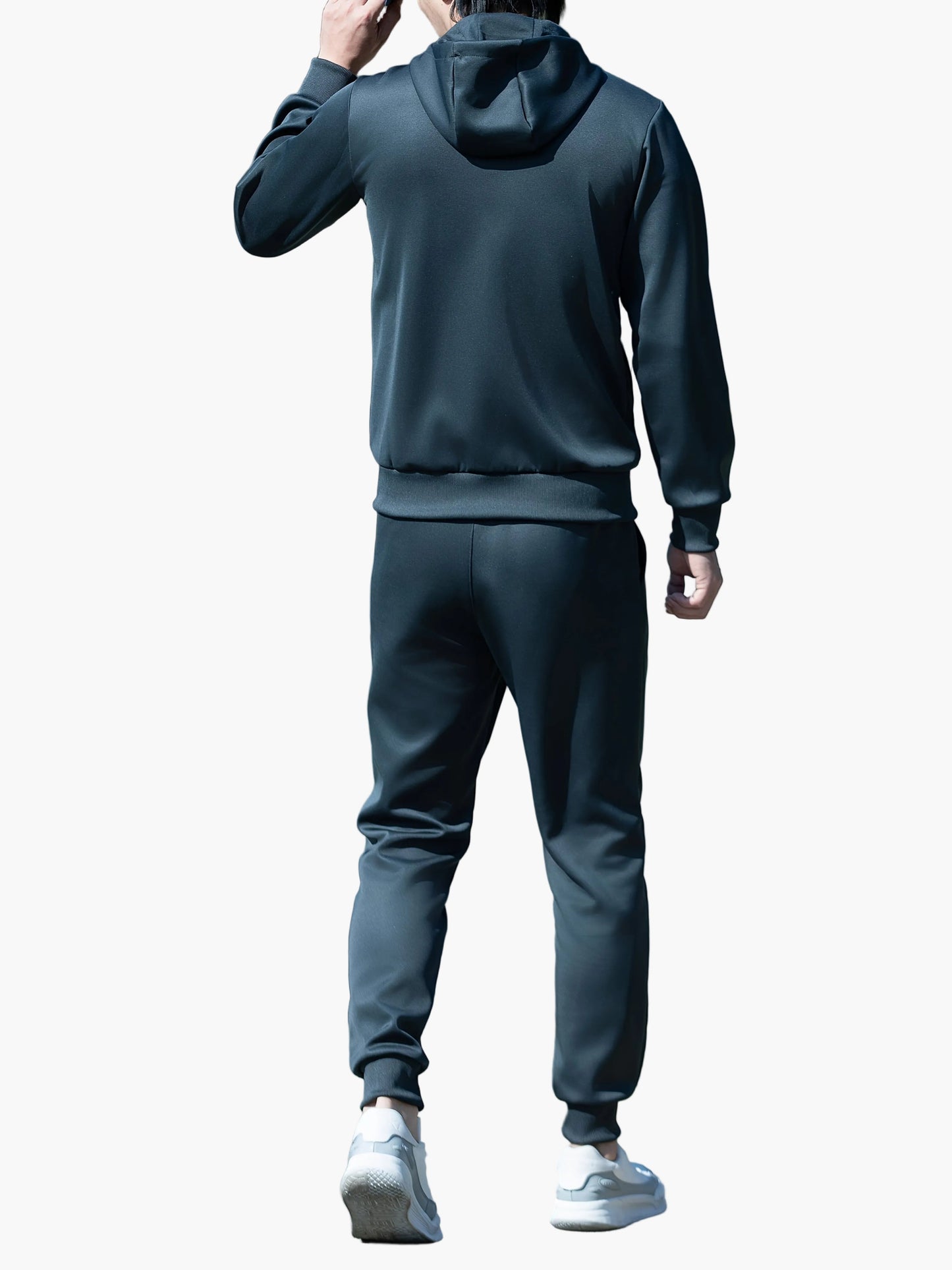 Men's Exercise Suit Set Sporty Leisure Jogging Suit with Hooded Jacket and Jogging Pants