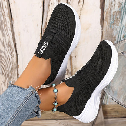 Damen Slip-On Freizeitschuhe mit Streifenmuster – Bequeme Alltags-Sneaker für Freizeit und Alltag