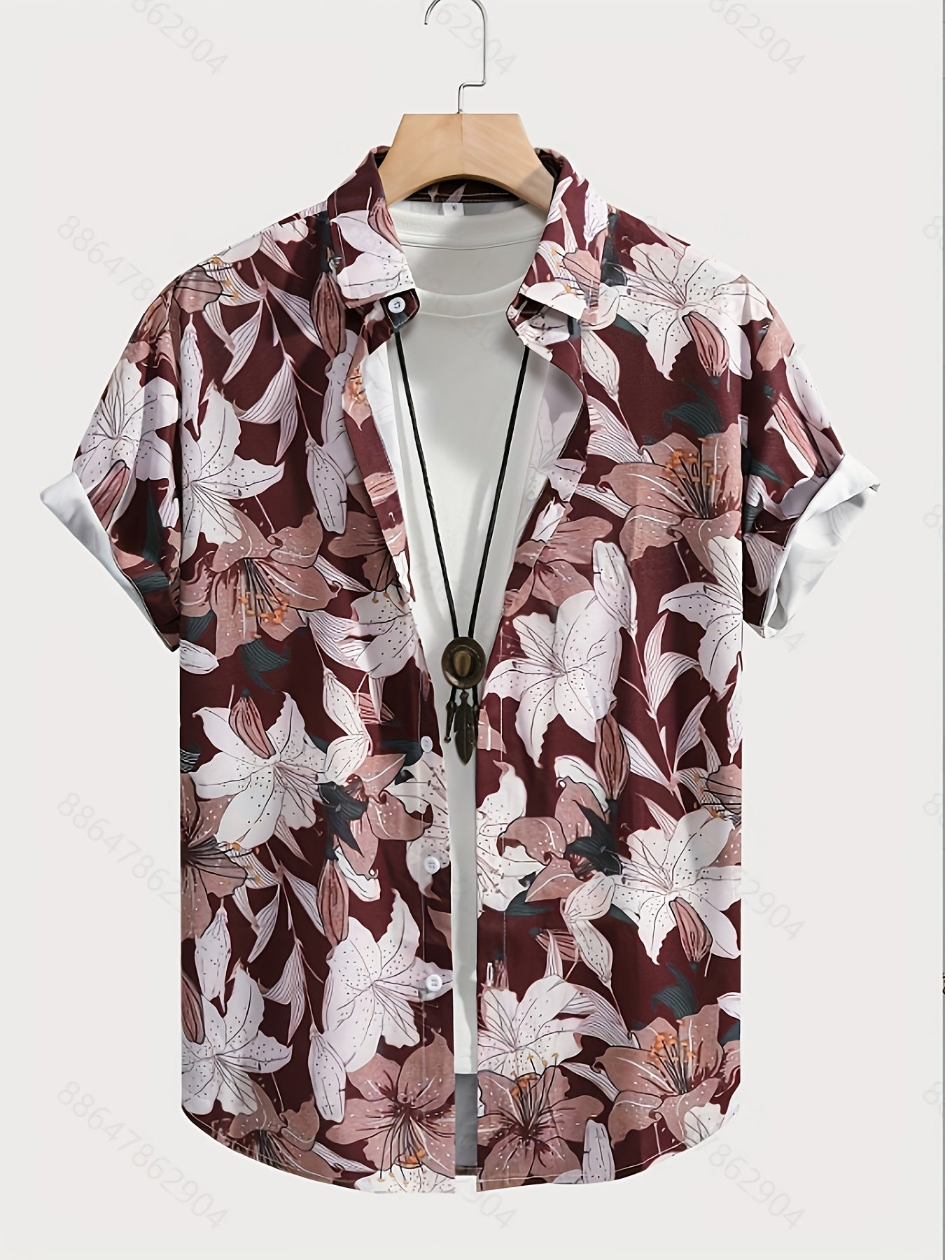 Men's Short-Sleeve Casual Shirt with Modern Floral Pattern – Casual Resort Shirt for Summer & Vacation