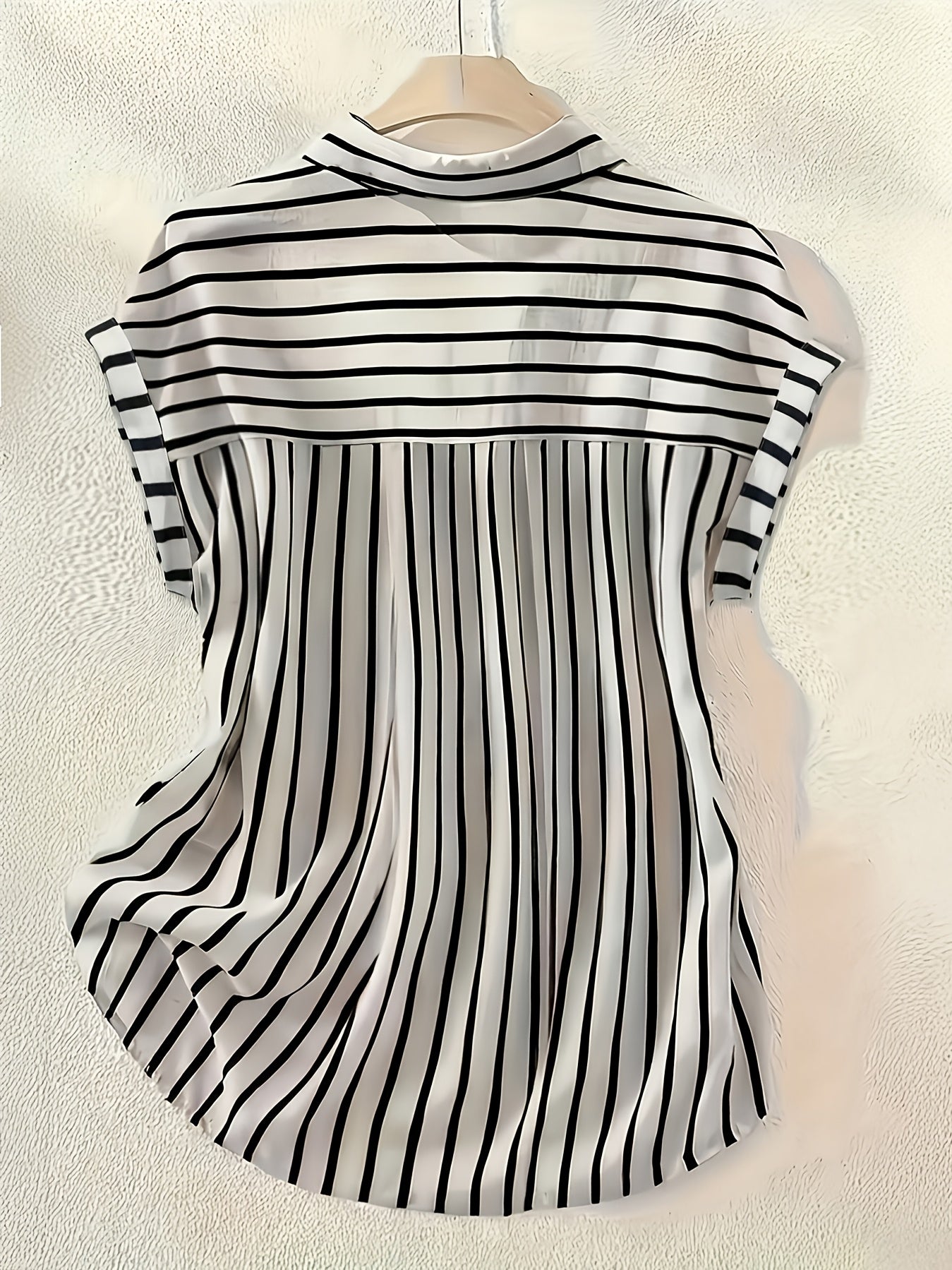 Women's blouse shirt with vertical stripes and button placket – Elegant summer look for office and leisure