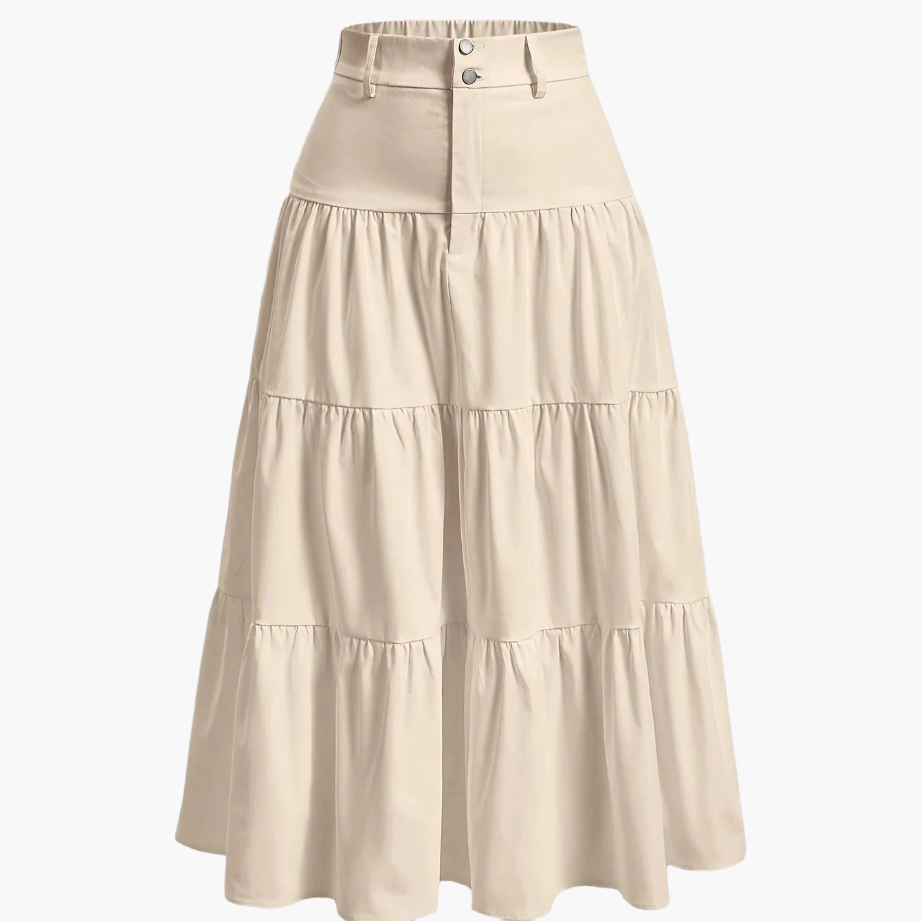 Damen Eleganter Stufenrock mit Hoher Taille für Alltag und Büro