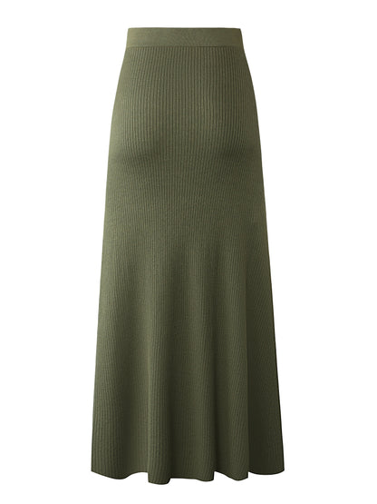 Damen Midirock mit Rippstruktur und Bindegürtel – Eleganter Alltagsrock für Büro und Freizeit