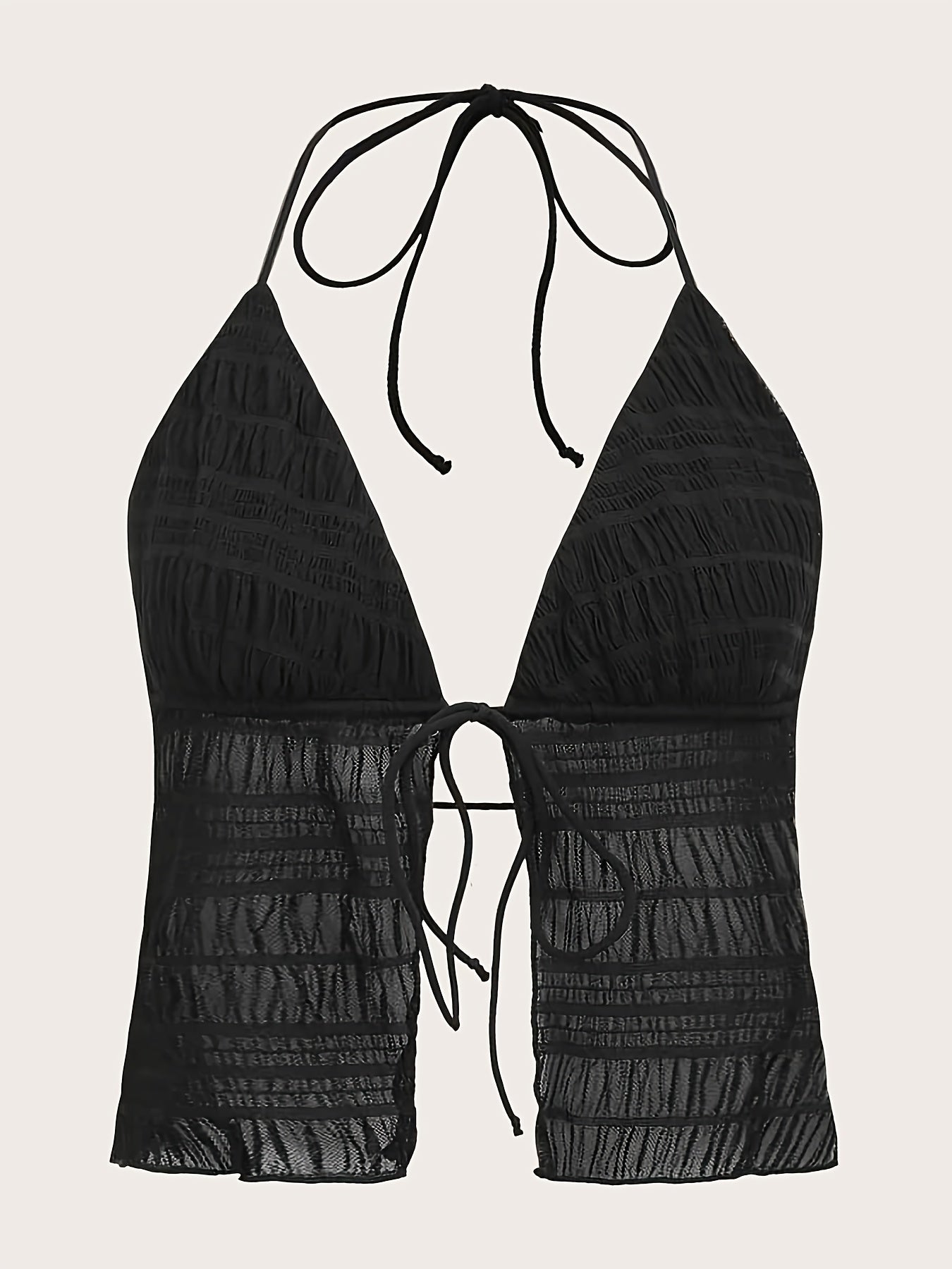 Women's Fashionable Halterneck Camisole Top with Ruching and Tie – Party & Summer Outfit