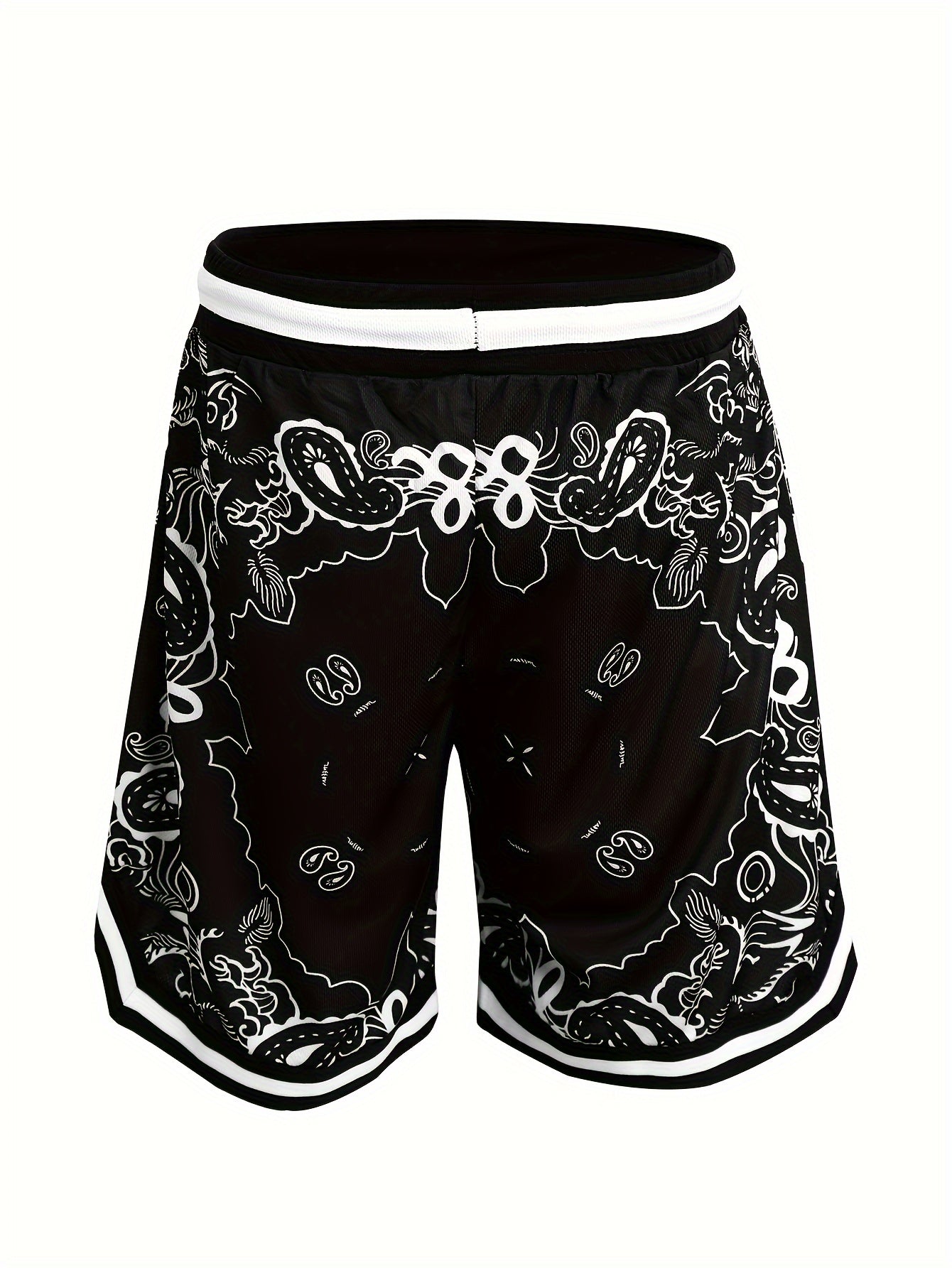 Herren Streetwear Basketball Shorts mit Paisley Print – Sportliche Freizeithose für Alltag & Training