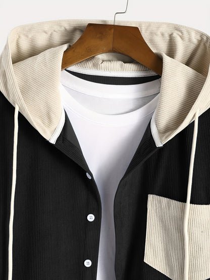 Cord-Zweiteiler Herren, Hemd-Jacke mit Kapuze & Hose