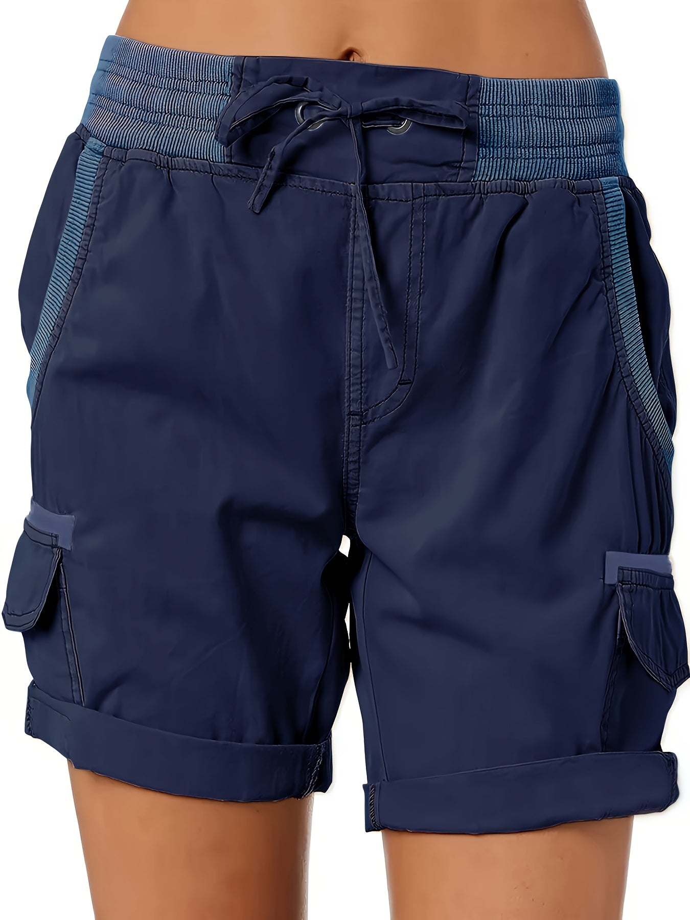 Women's Casual Shorts with Drawstring and Cargo Pockets – Comfortable Summer Bermuda Shorts