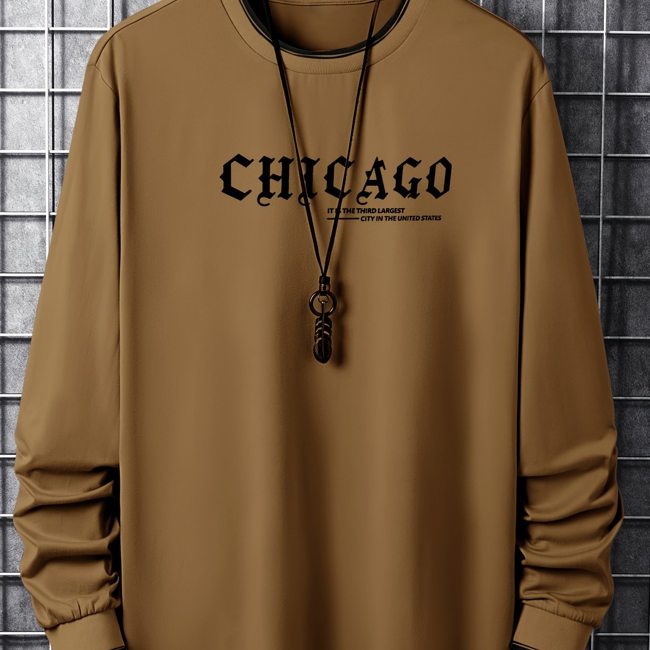 Herren Langarmshirt "Chicago" mit Rundhalsausschnitt und Rippbündchen