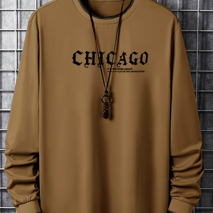 Herren Langarmshirt "Chicago" mit Rundhalsausschnitt und Rippbündchen