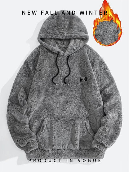 Unisex teddy fleece hoodie with a kangaroo pocket and hood