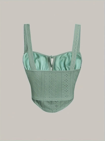 Women's Bustier Top with Broderie Anglaise and Lacing – Fashionable Summer Corset for Casual Wear and Parties
