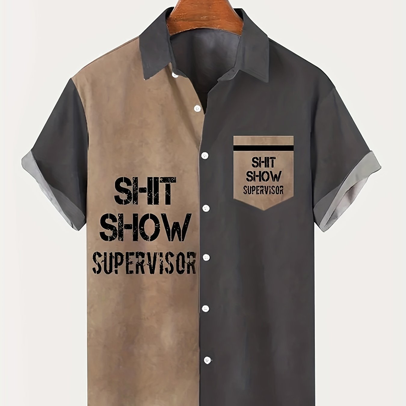 Herren Vintage Hemd mit Aufdruck 'Shit Show Supervisor' – Lustiges Sommer Kurzarmhemd für Erwachsene