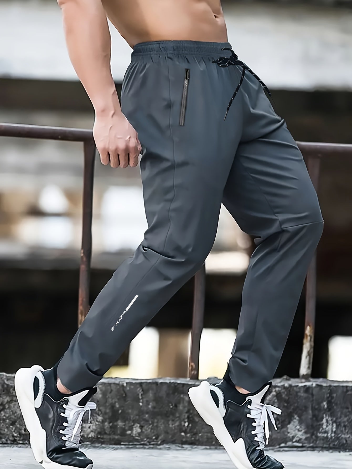 Herren Jogginghose Sportlich Lässig mit Reißverschluss und Print für Frühling und Sommer