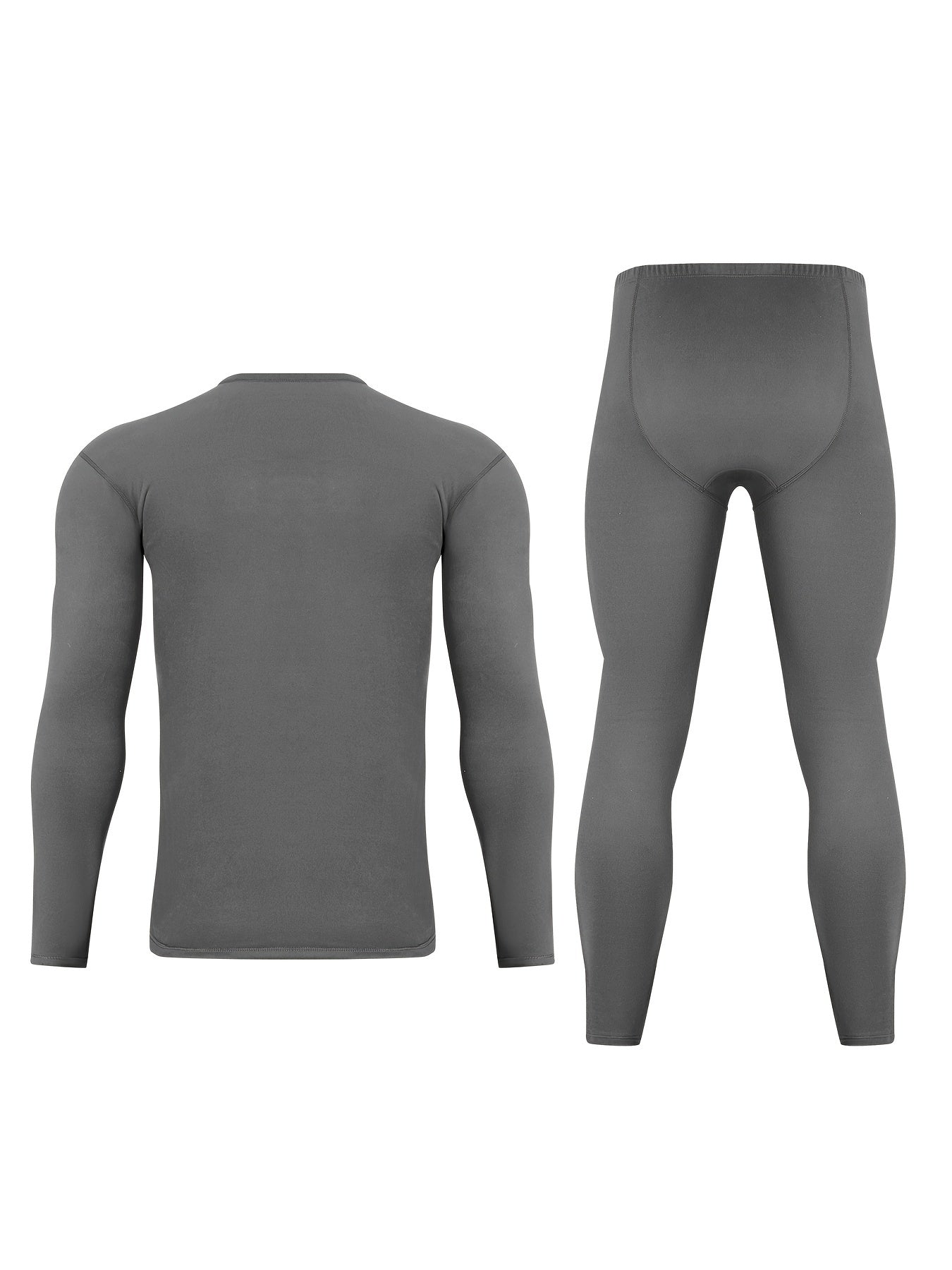 Men's thermal underwear set, 4-piece, long-sleeve shirt and leggings, black and gray