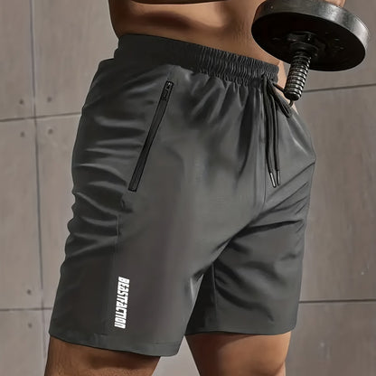 Men's Sports and Fitness Shorts with Zipper Pocket – Ideal for Training & Leisure