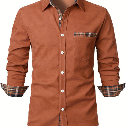 Men's Modern Fit Casual Shirt with Check Details – Stylish Long-Sleeve Shirt for Everyday and Office Wear