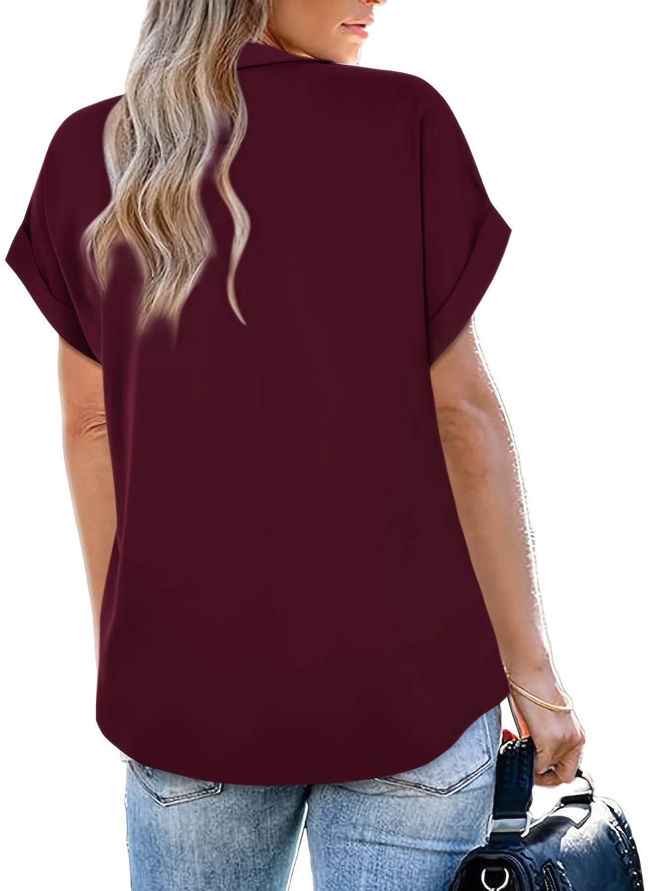 Women's Blouse Elegant Casual Short Sleeve V-Neck Summer Top