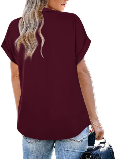 Women's Blouse Elegant Casual Short Sleeve V-Neck Summer Top