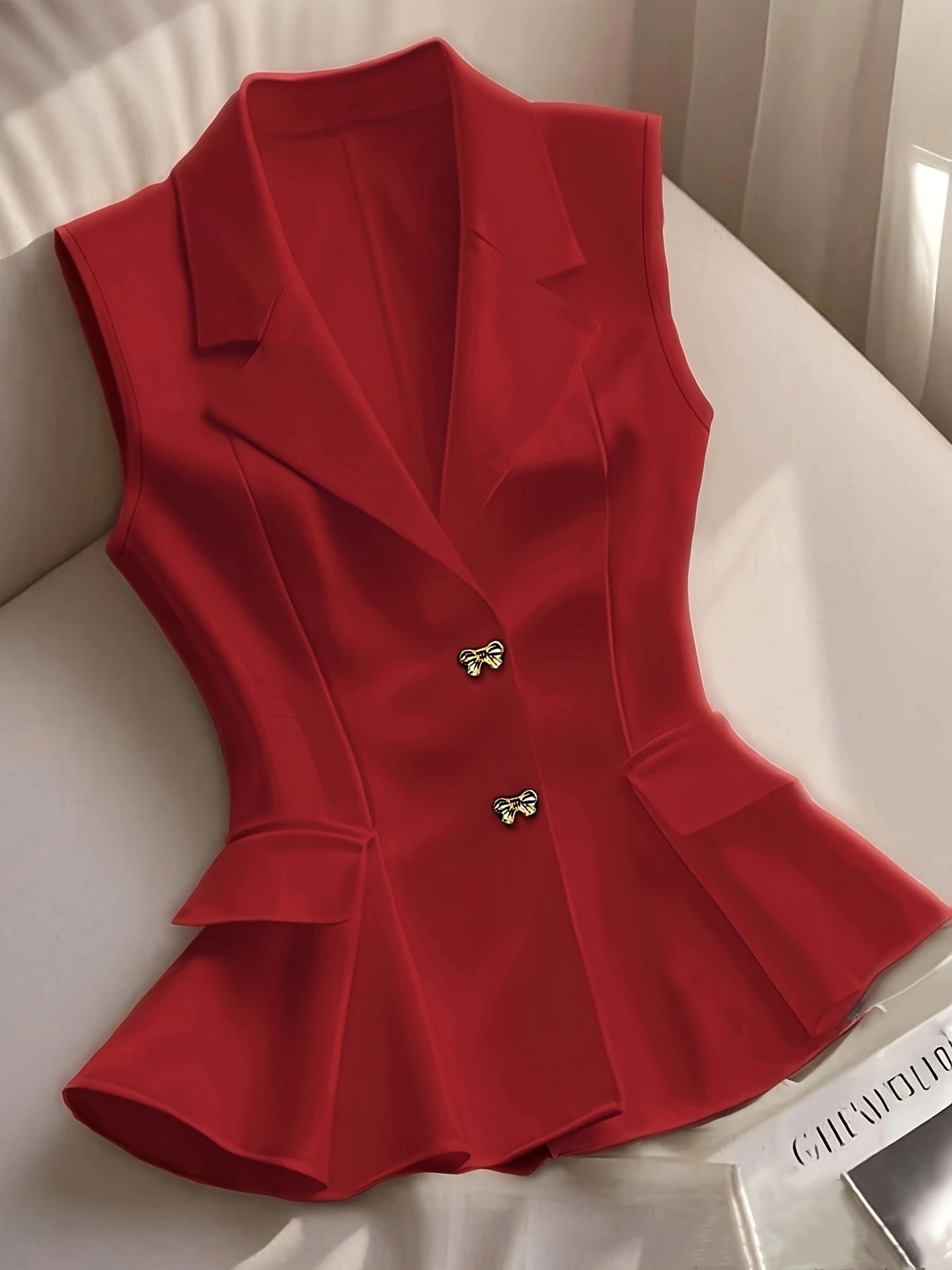 Women's Elegant Sleeveless Vest with Waist Shaping and Peplum for Business and Casual Wear