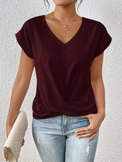 Women's Elegant Wrap Blouse with V-Neck for Everyday and Office
