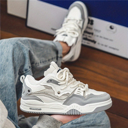 Unisex sneakers with a thick sole and plush lining, white-gray