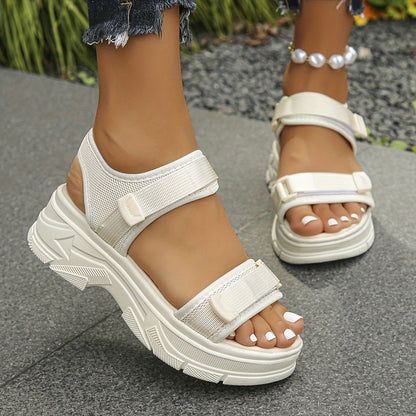 Women's Platform Sandals with Velcro Closure – Sporty Summer Look for Everyday and Leisure