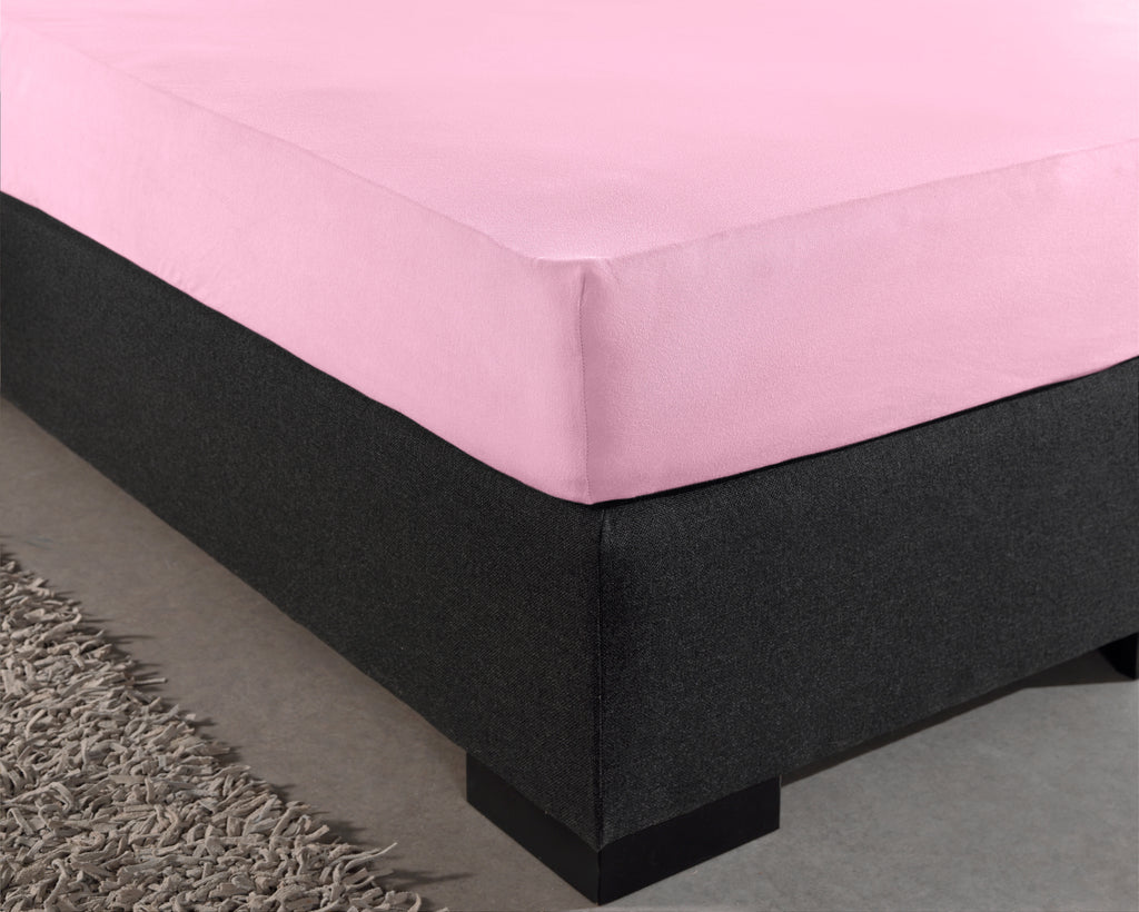 Hoeslaken dubbel jersey katoen roze 140 x 200/220 cm, hoekhoogte 40 cm, voor matras en boxspring