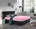 Hoeslaken dubbel jersey katoen roze 140 x 200/220 cm, hoekhoogte 40 cm, voor matras en boxspring